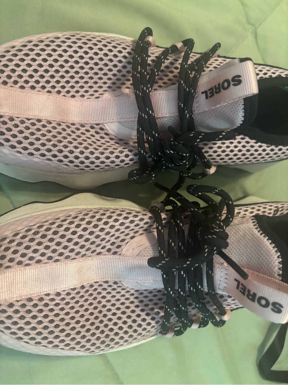 Sorel Women’s Pale Pink Mesh Sneakers with Black Laces